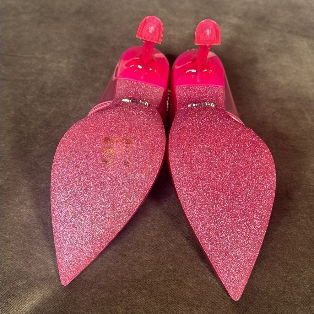 Barbie x ALDO Barbiestessy Collection Pink Translucent Pointed Toe Pumps 8.5 NEW - Picture 8 of 11